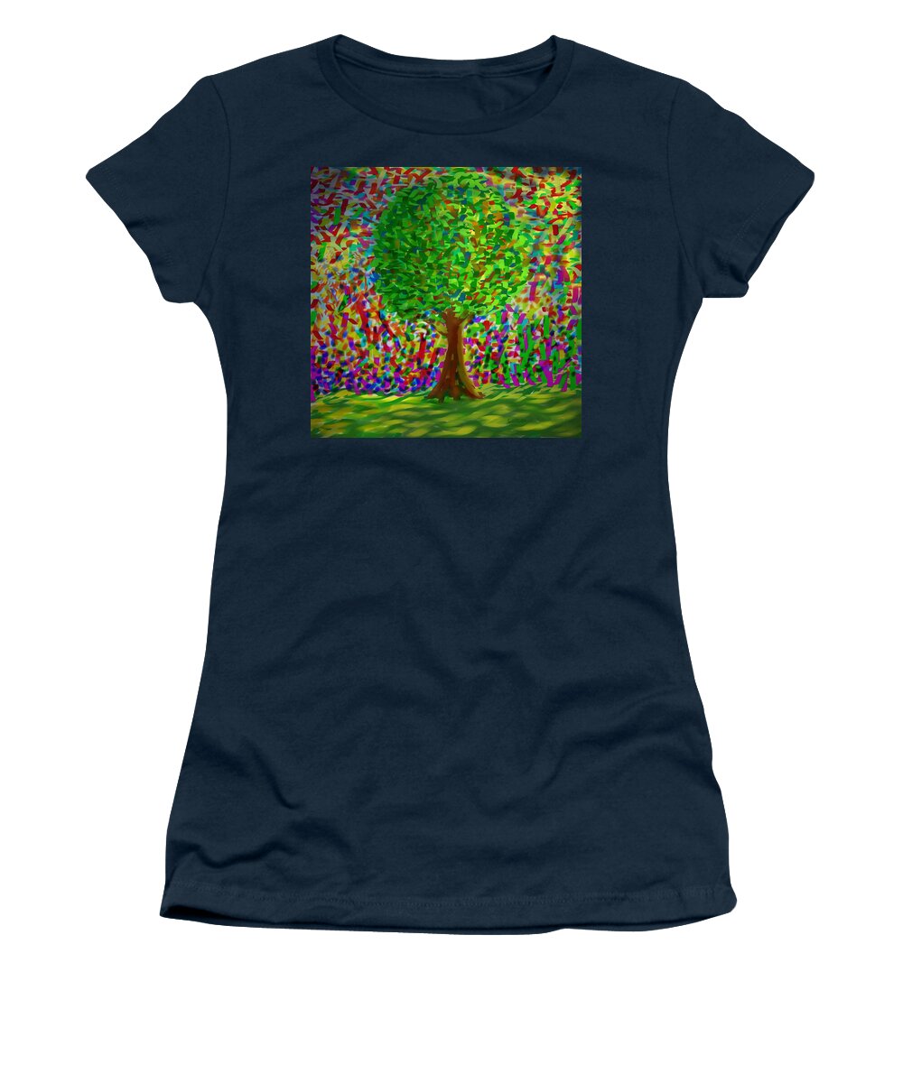 Landscape Women's T-Shirt featuring the painting Sunny Tree by Kevin Caudill