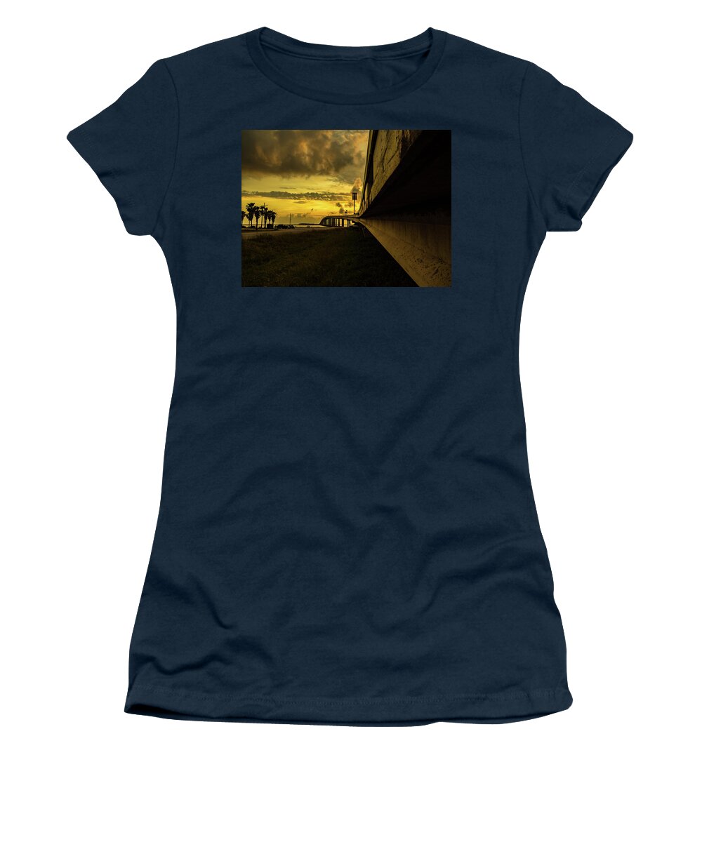 Bridge Women's T-Shirt featuring the photograph Sunrise at the Causeway by Jerry Connally