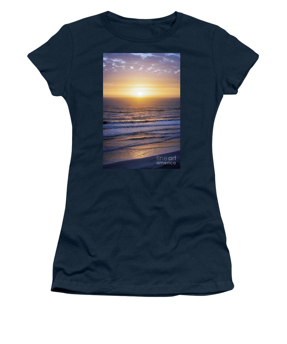 Ocean Women's T-Shirt featuring the photograph Sunrise over Atlantic waves by Elena Elisseeva