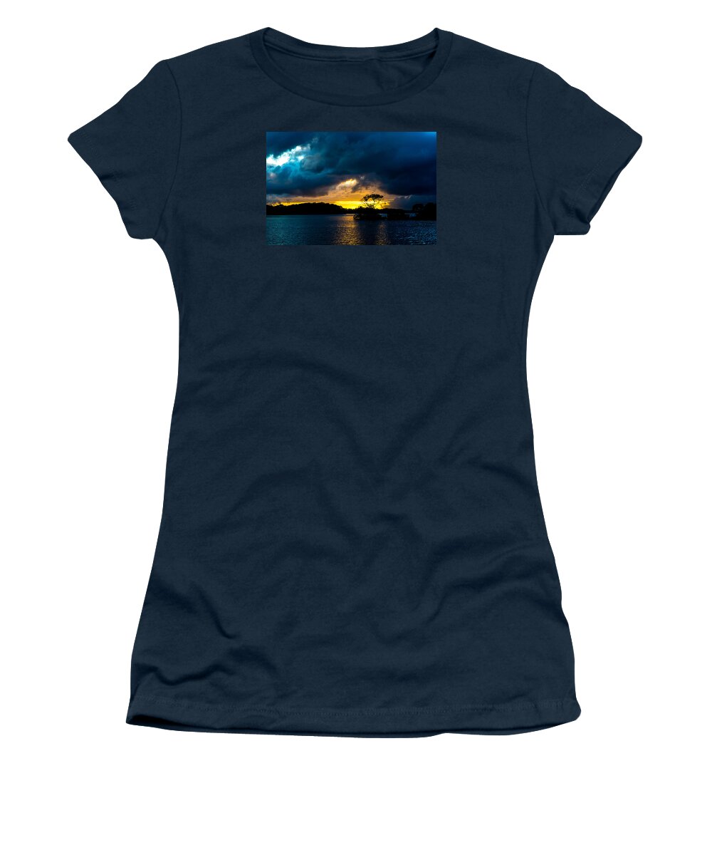 Sunset Women's T-Shirt featuring the photograph Sunset at Lough Leane in Killarney National Park in Ireland by Andreas Berthold