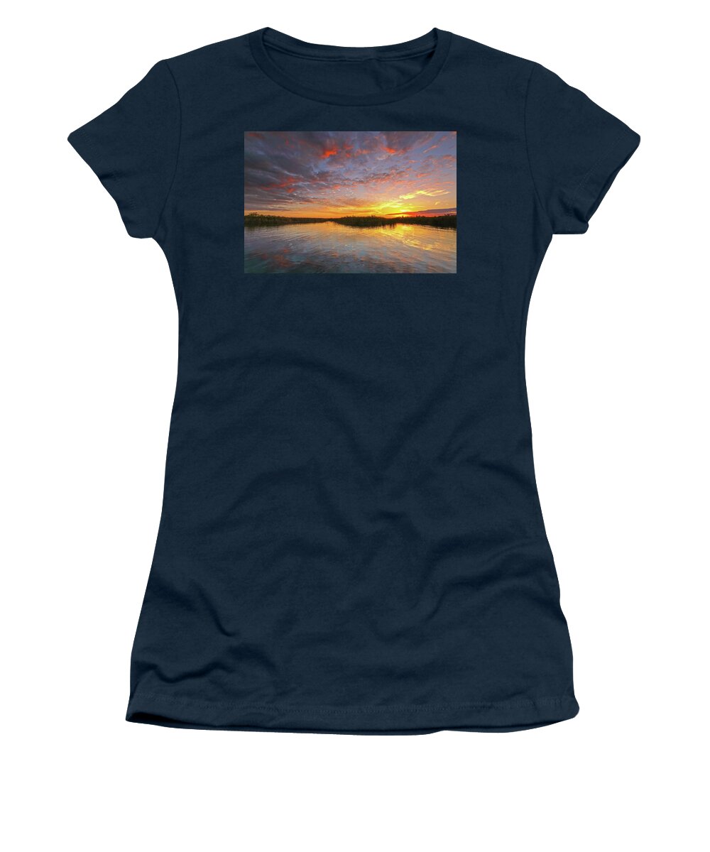 Florida Women's T-Shirt featuring the photograph Sunset at Loxahatchee National Wildlife Refuge near Florida Boyton Beach by Juergen Roth