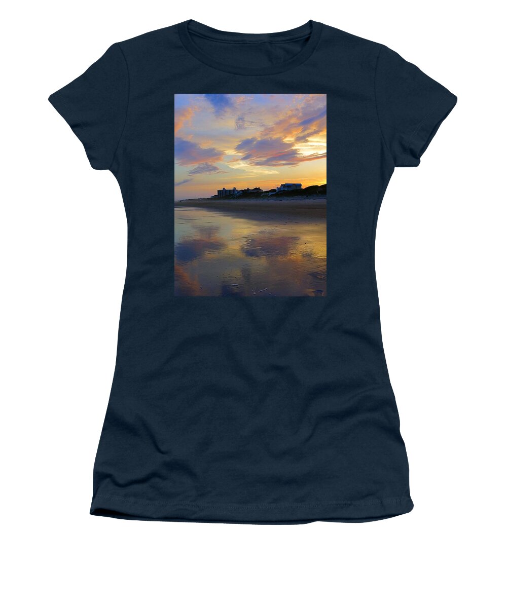 Sunset Women's T-Shirt featuring the photograph Sunset at the Beach by Betty Buller Whitehead