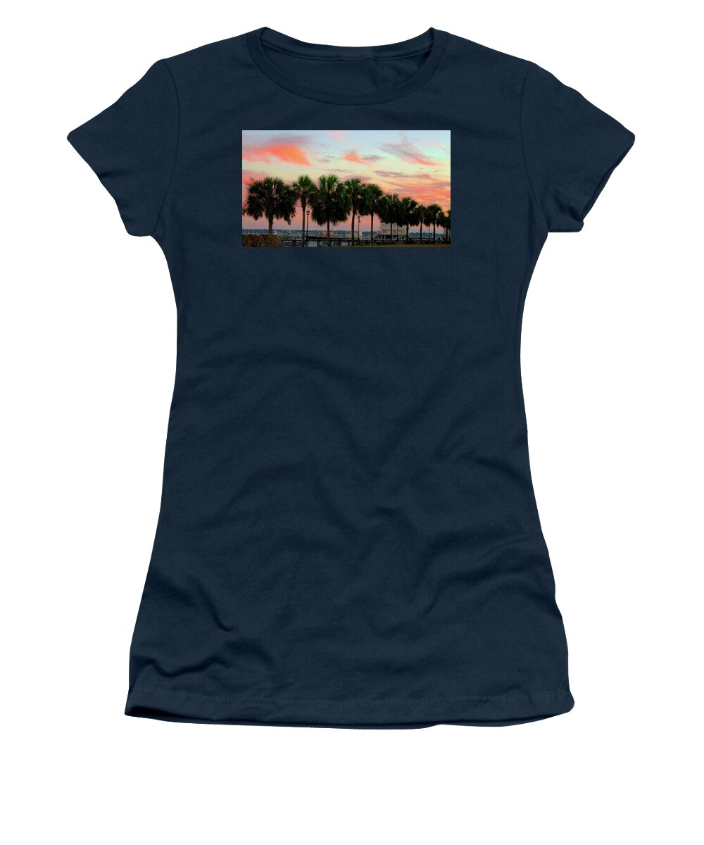 Tropical Women's T-Shirt featuring the photograph Sunset Palms by Rod Whyte