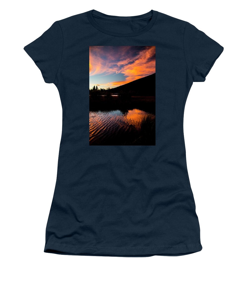 Black Butte Women's T-Shirt featuring the photograph Sunset Reflections by Doug Scrima