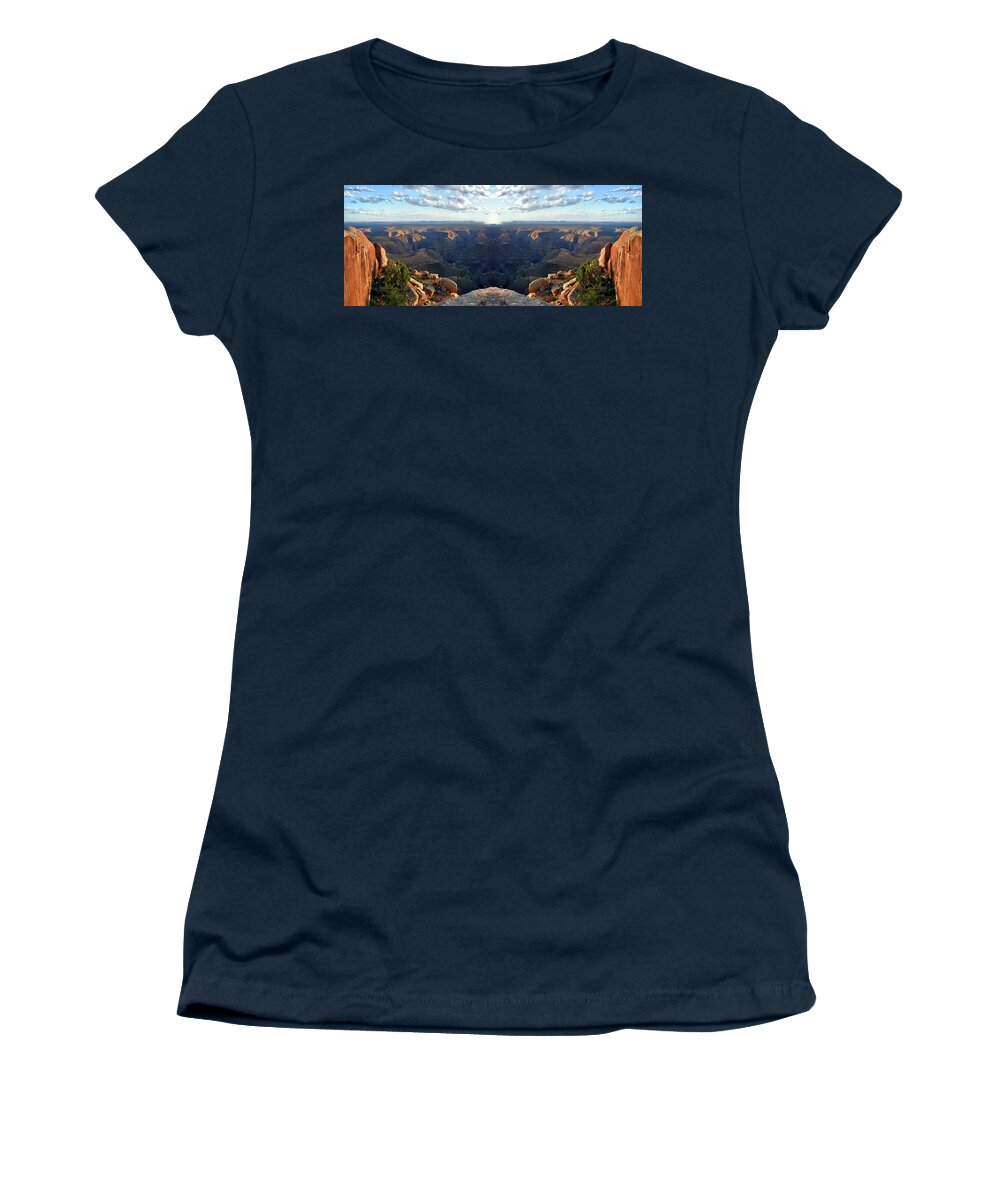 Valley Of The Gods Women's T-Shirt featuring the photograph Sunset Tour Valley Of The Gods Utah Pan 09 Mirrored by Thomas Woolworth