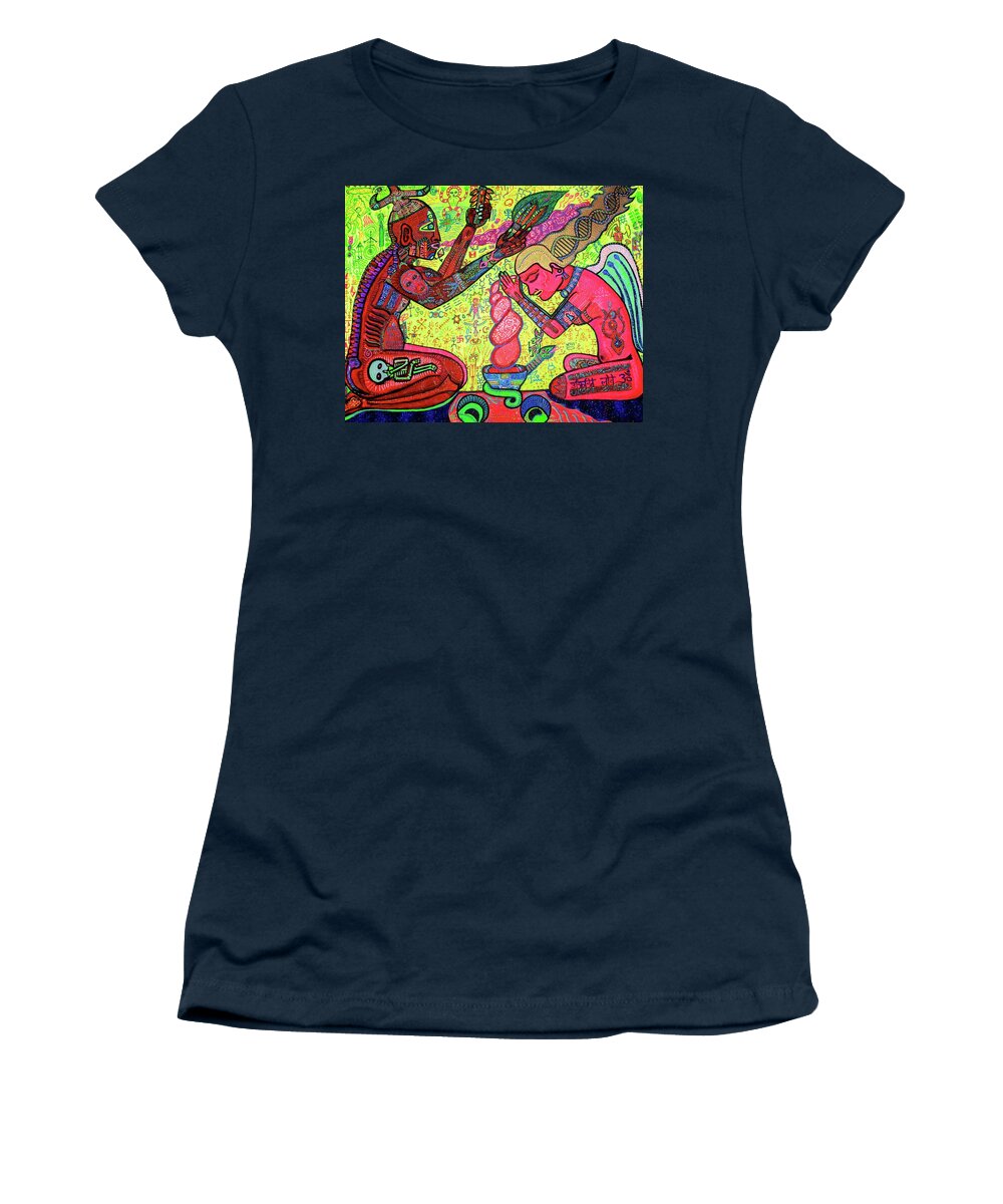 Visionary Art Women's T-Shirt featuring the painting Surrender to Ayahuasca Love by Myztico Campo