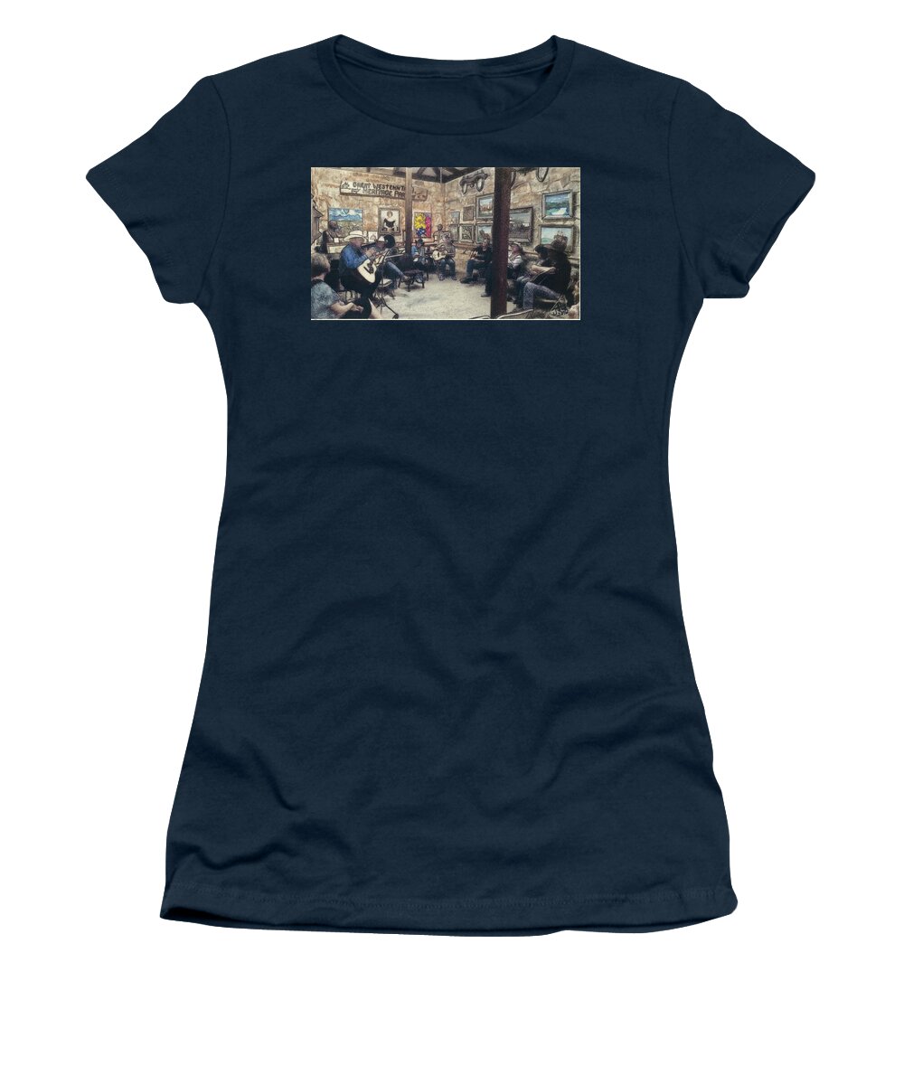 Cowboy Women's T-Shirt featuring the painting Surrounded by Art - Watercolor by J L Hodges