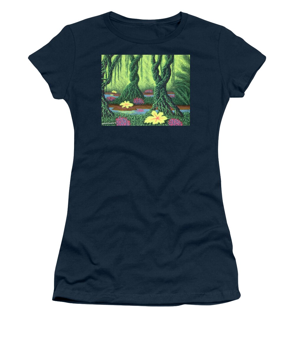 Swamp Women's T-Shirt featuring the pastel Swamp Things 02, Diptych Panel B by Michael Heikkinen