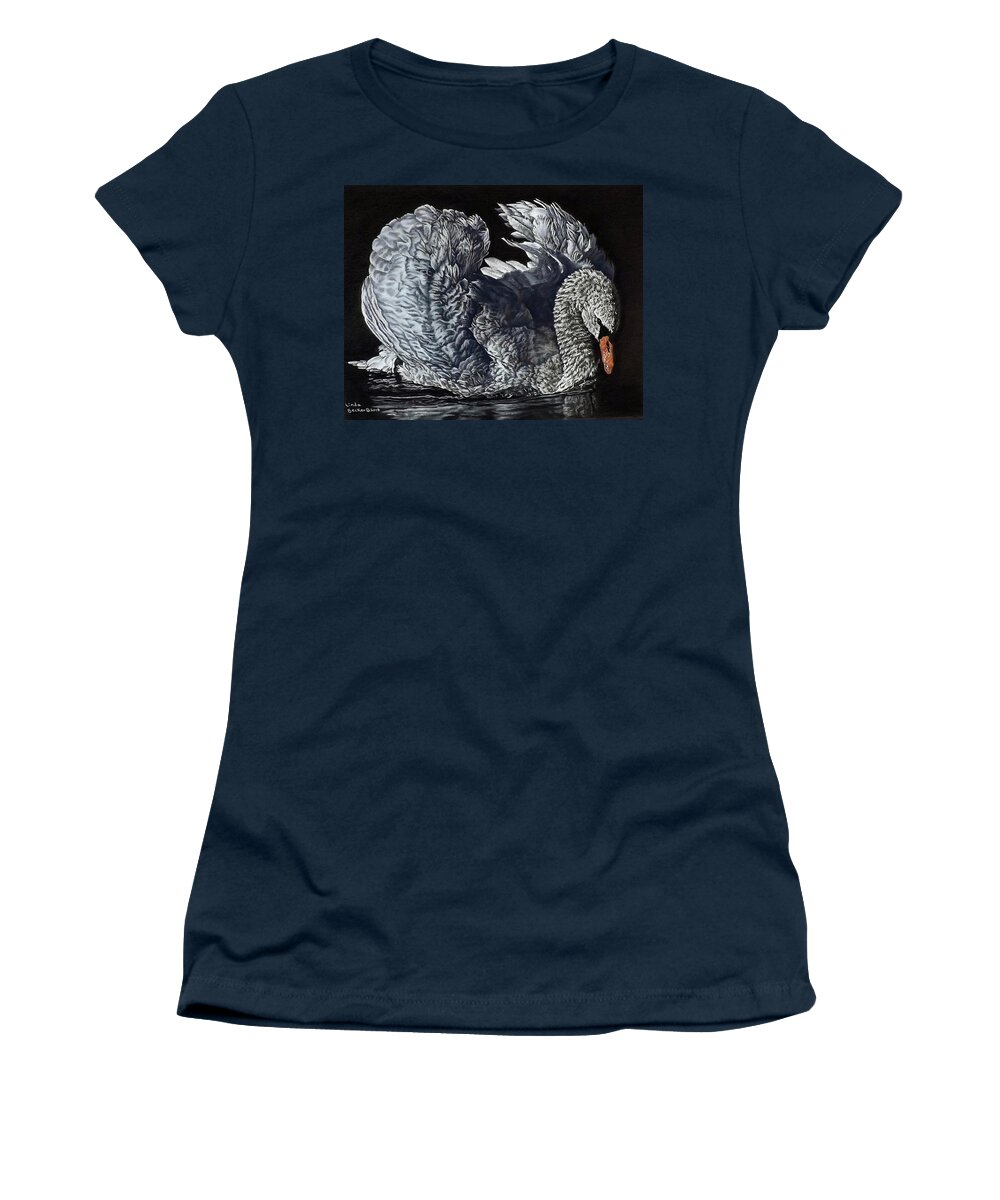 Swan Women's T-Shirt featuring the painting Swan #2 by Linda Becker