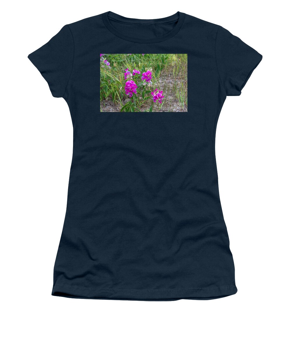 Pea Women's T-Shirt featuring the photograph Sweet pea flowers by Les Palenik