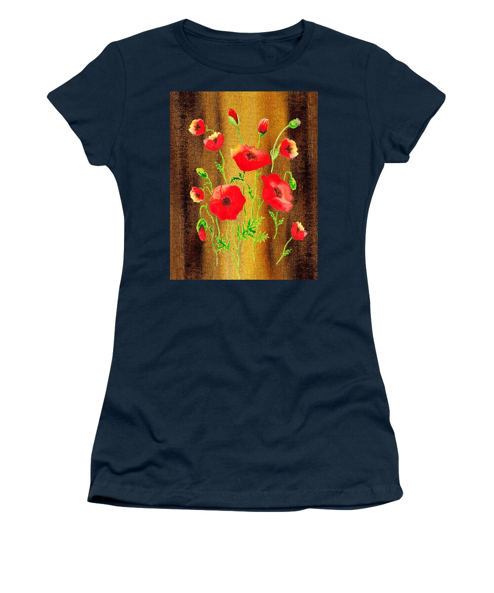 Poppies Women's T-Shirt featuring the painting Sweet Red Poppies Collage by Irina Sztukowski