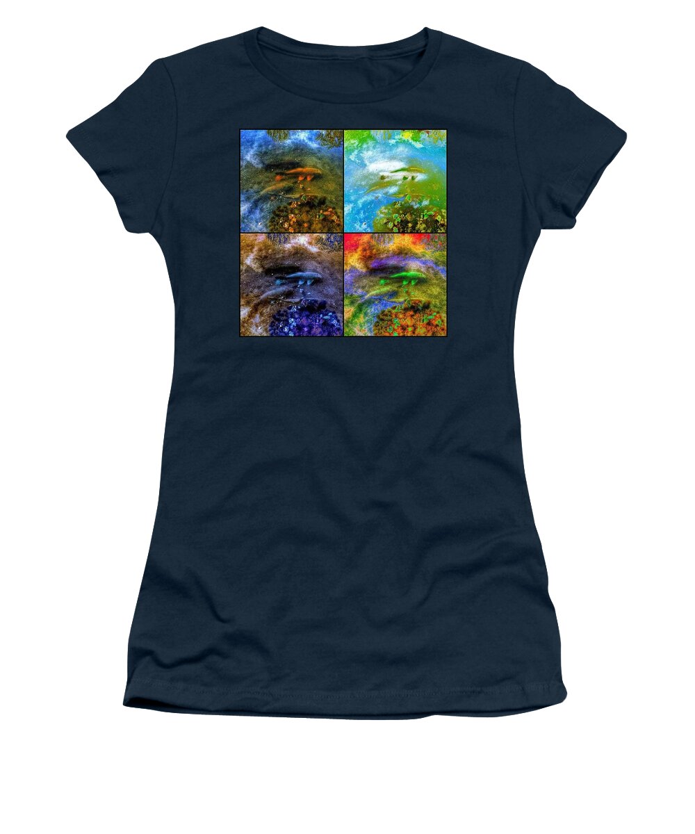 Koi Women's T-Shirt featuring the photograph Swimming Through a Starry Sky by Nick Heap