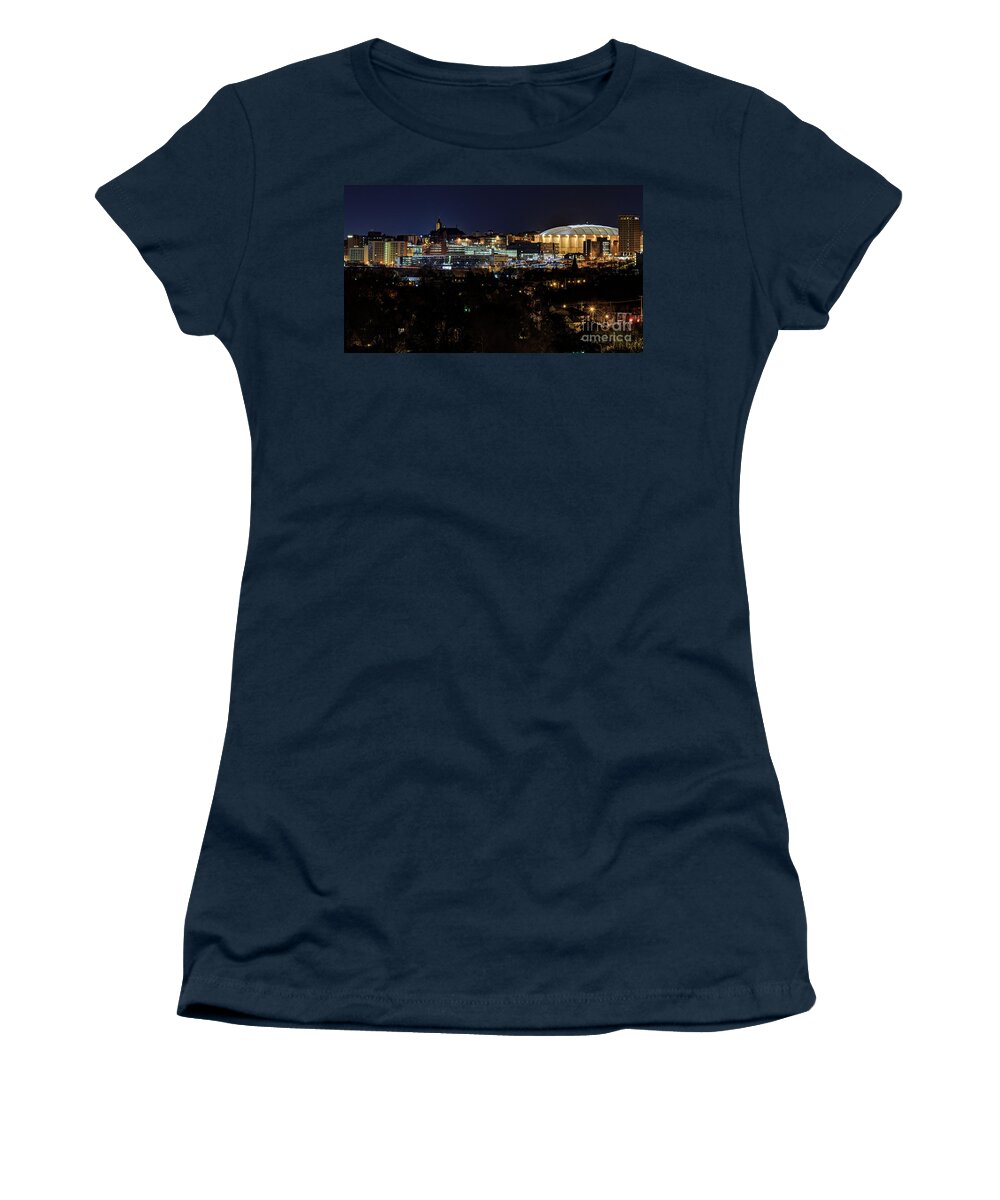 Skyline Women's T-Shirt featuring the photograph Syracuse Skyline and Carrier Dome by Rod Best
