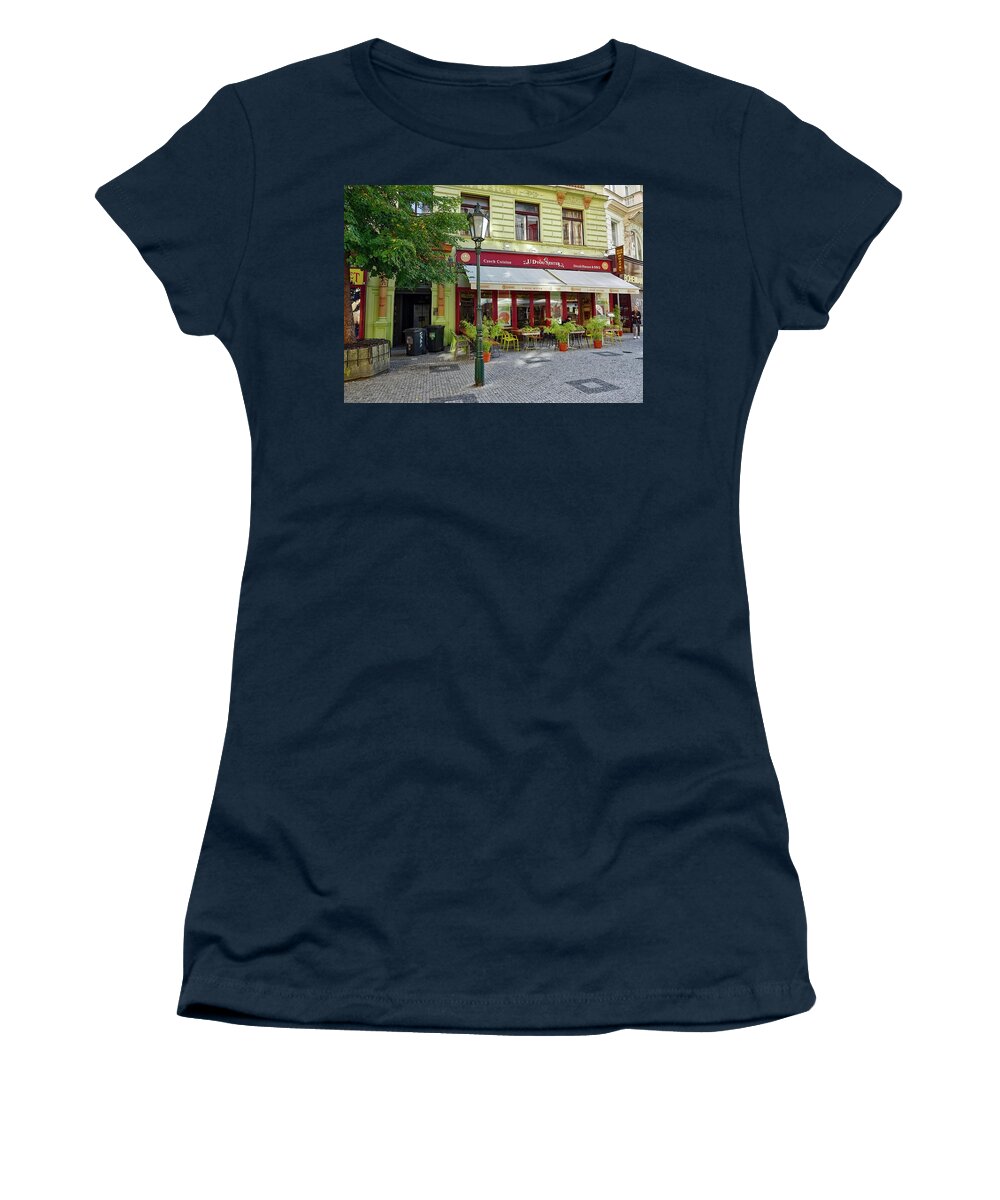 Restaurant Women's T-Shirt featuring the photograph Table For 2 With No Waiting In Prague by Rick Rosenshein