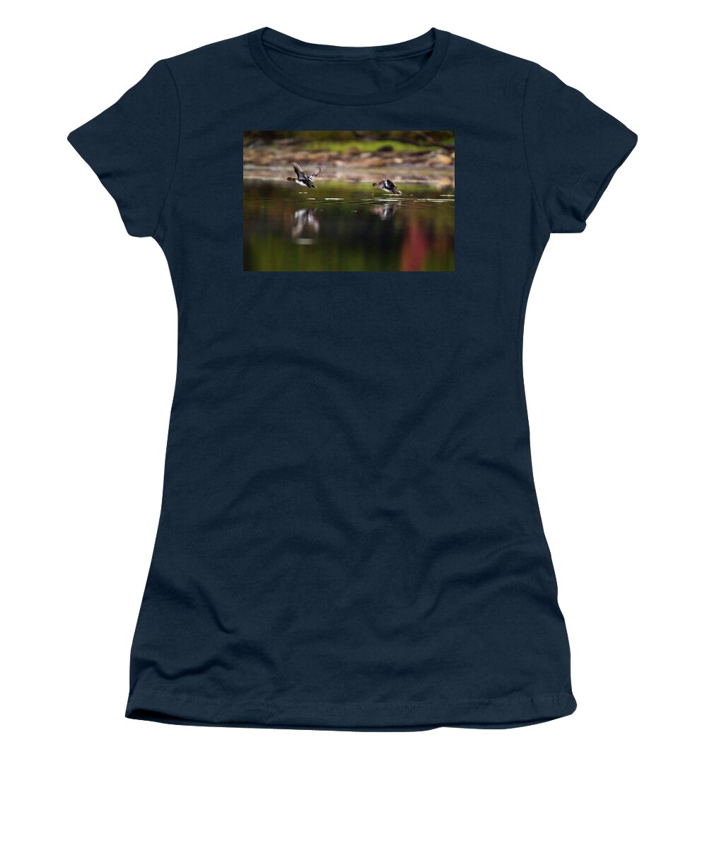 Duck Women's T-Shirt featuring the photograph Taking Off by Darryl Hendricks
