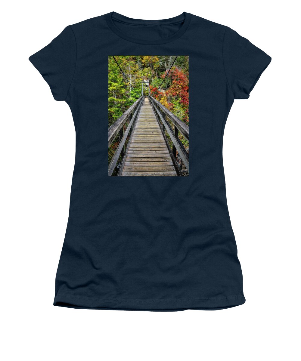 Suspension Bridge Women's T-Shirt featuring the photograph Tallulah Gorge Bridge by Dale R Carlson