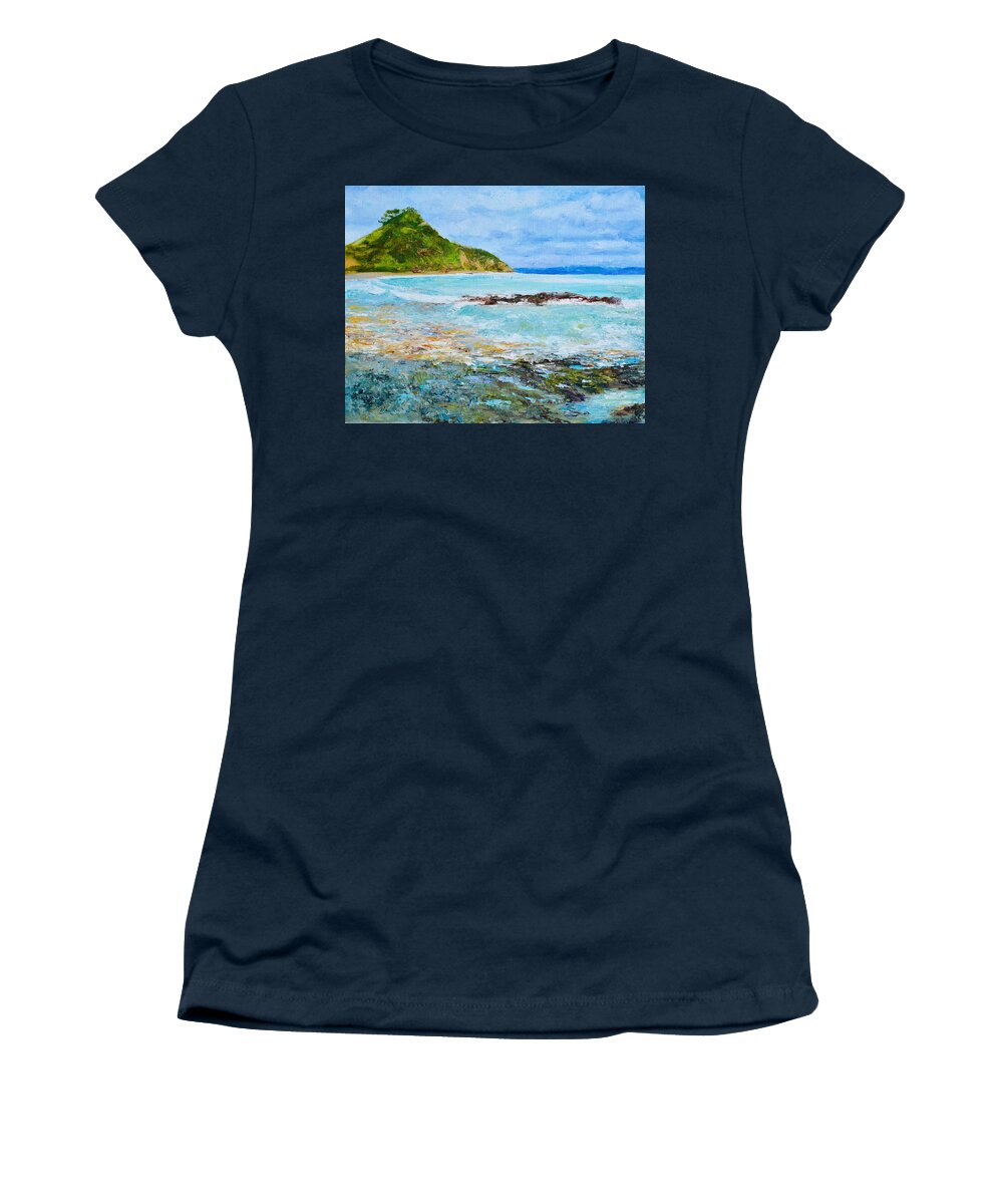 Islands Women's T-Shirt featuring the painting Tapeka Beach Russell Bay of Islands NZ by Dai Wynn