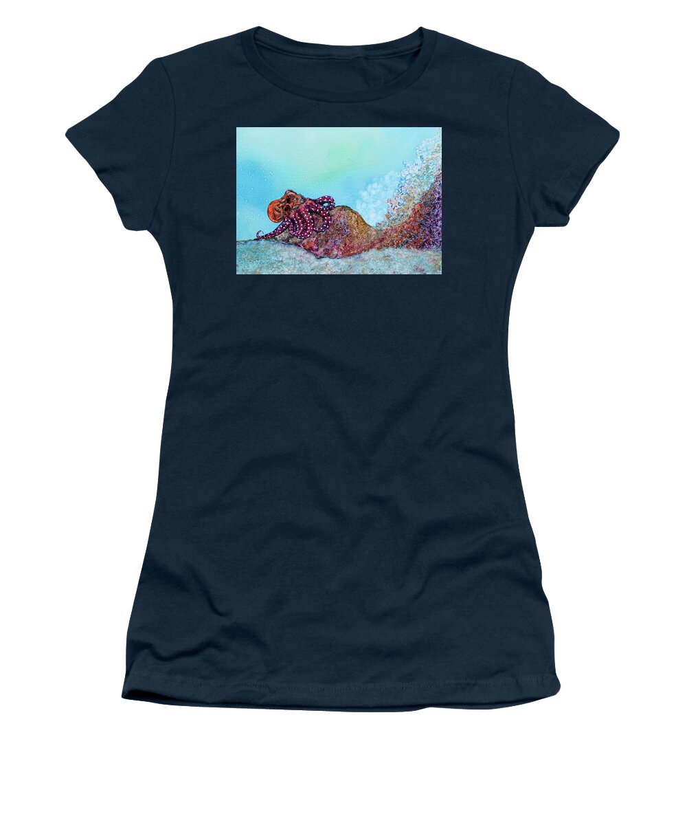 Octopus Women's T-Shirt featuring the painting Tar Gel Octo Too by Patricia Beebe