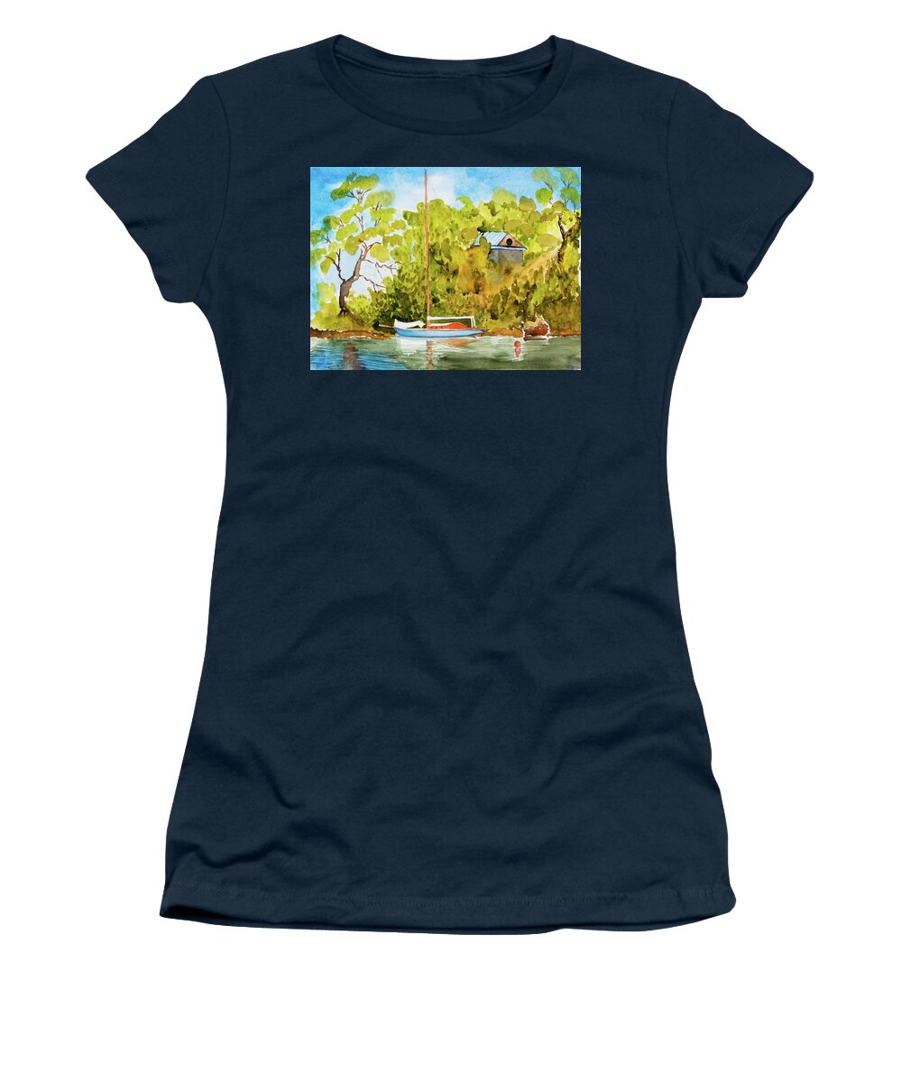 Afternoon Women's T-Shirt featuring the painting Tasmanian Yacht 'Weene' 105 year old A1 Design by Dorothy Darden