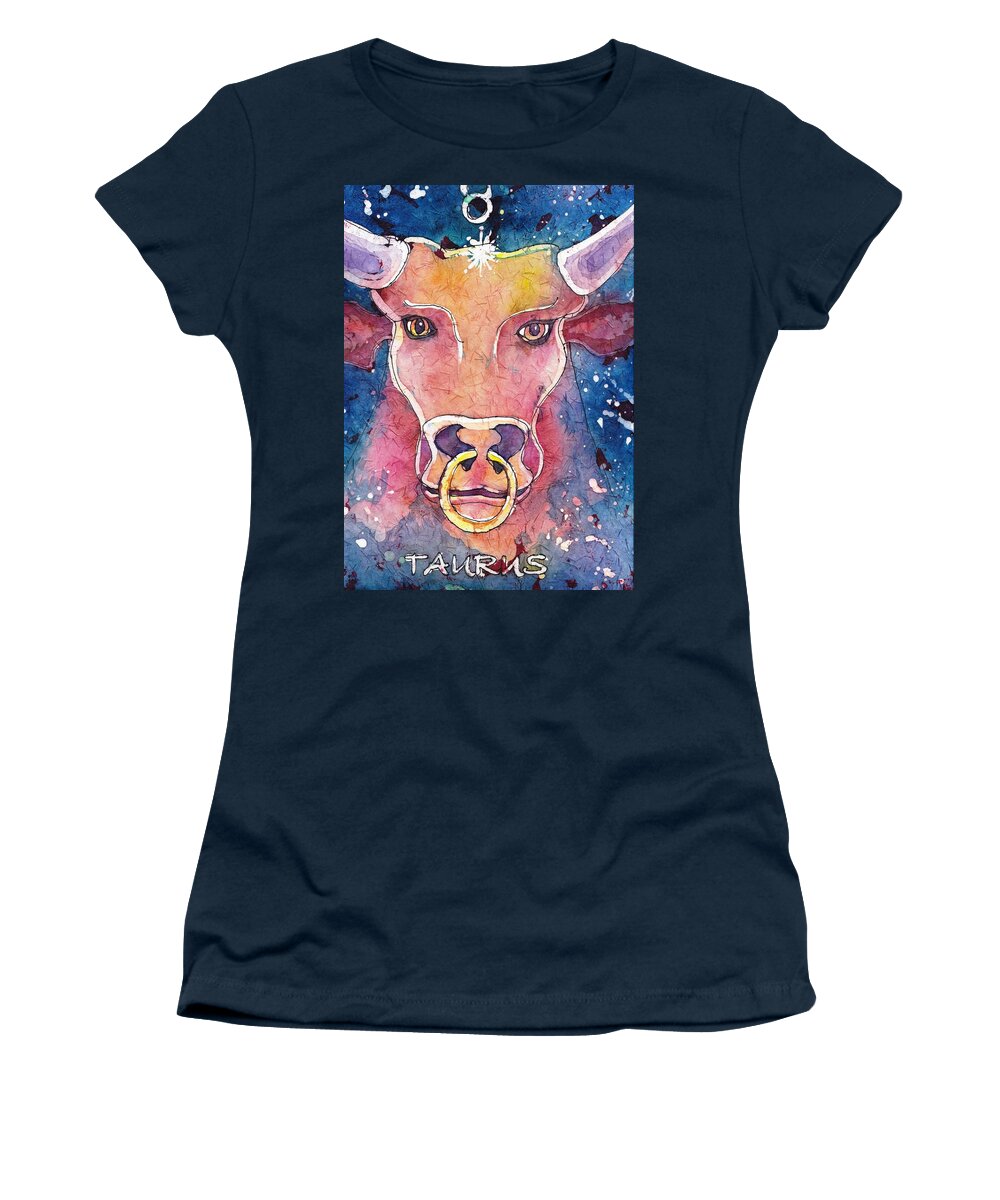 Zodiac Women's T-Shirt featuring the painting Taurus by Ruth Kamenev