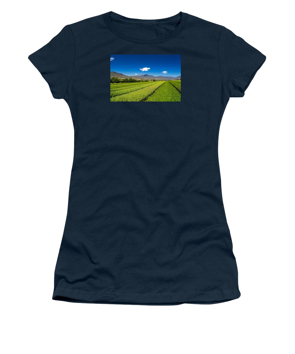 Alpine Green Tea Women's T-Shirt featuring the photograph Tea in the Valley by Mark Lucey