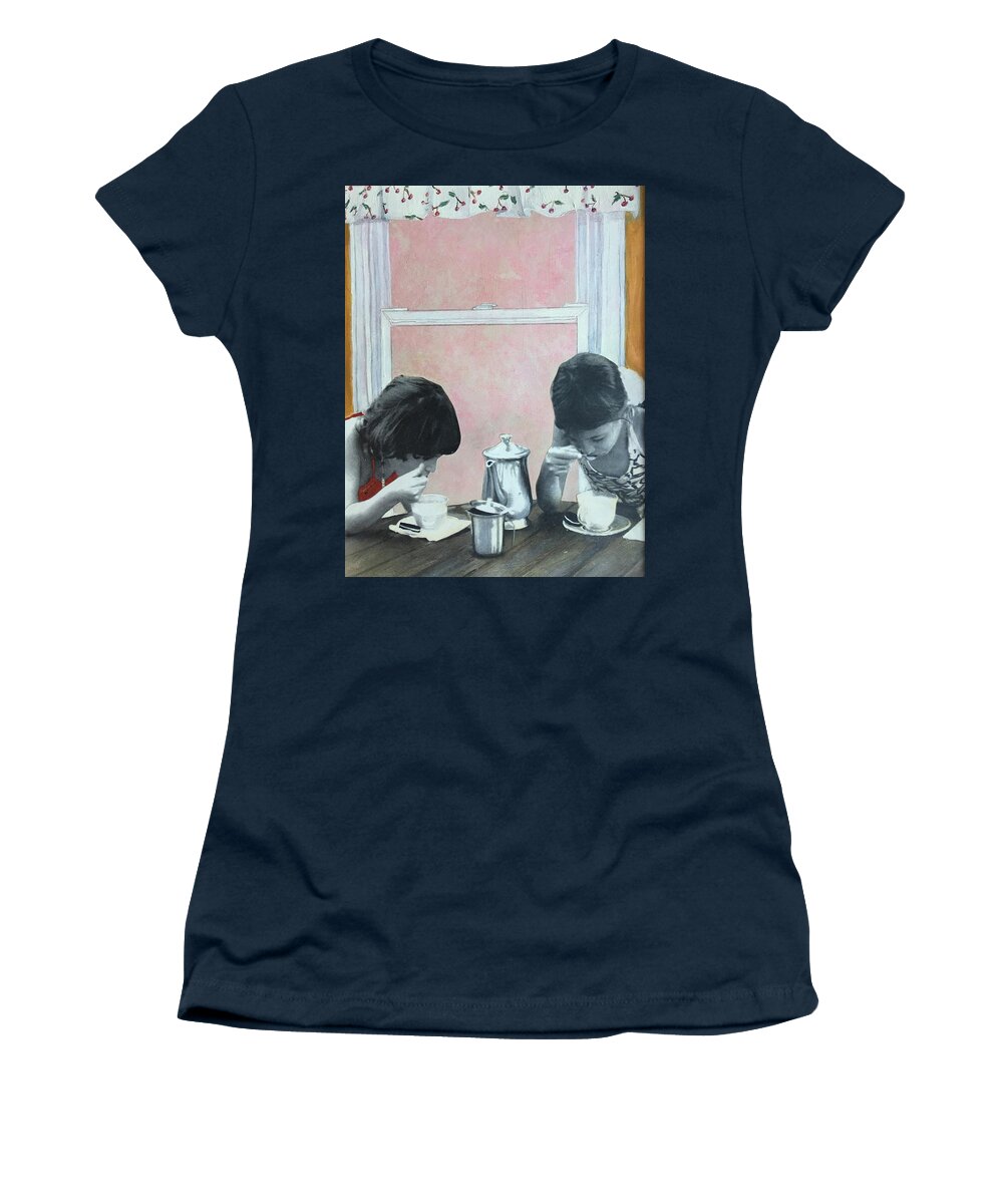 Tea Party Women's T-Shirt featuring the painting Tea Party by Leah Tomaino