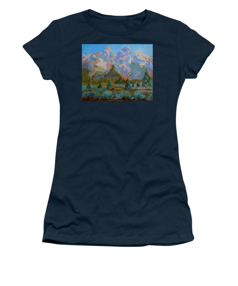 Landscape Women's T-Shirt featuring the painting Teton Heaven by Francine Frank
