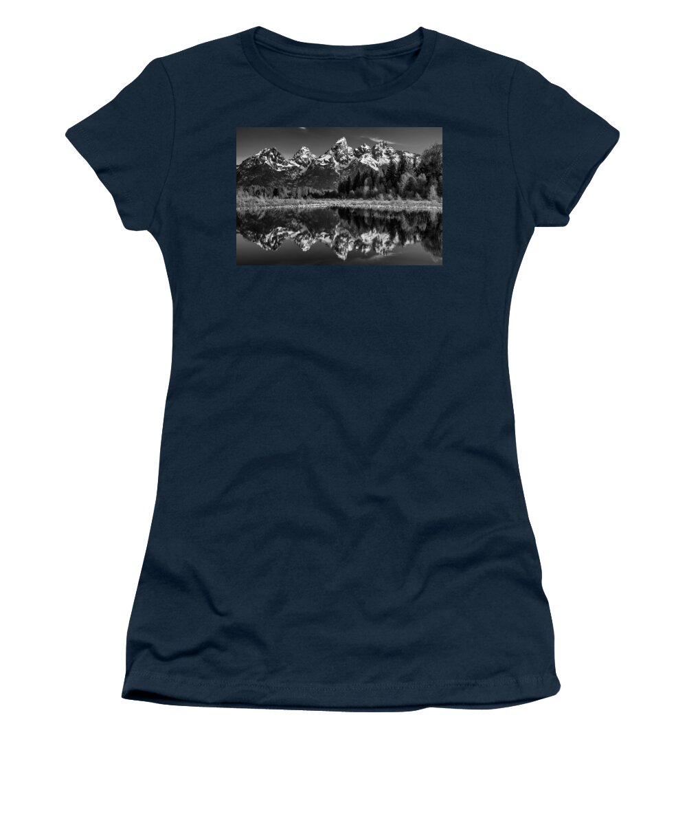 Black And White Women's T-Shirt featuring the photograph Teton Mono by Darren White