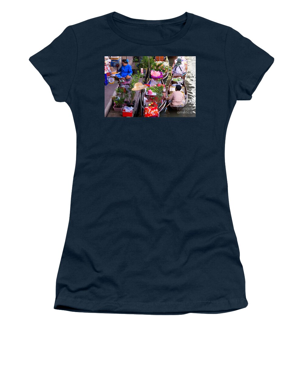 Thailand's Floating Market Women's T-Shirt featuring the photograph Thailand's Colorful Floating Market by Rene Triay FineArt Photos