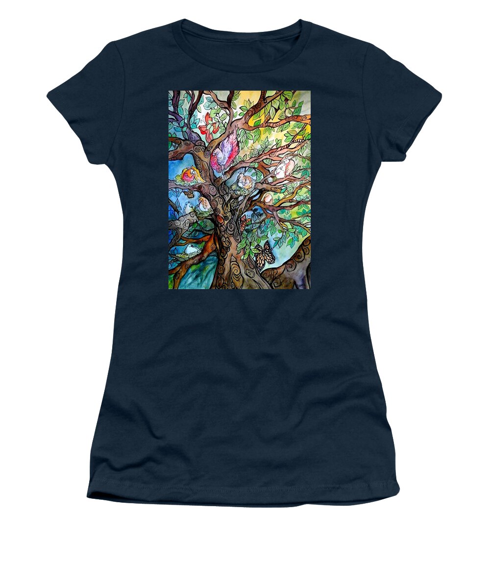 Spring Women's T-Shirt featuring the mixed media That old Tree by Claudia Cole Meek