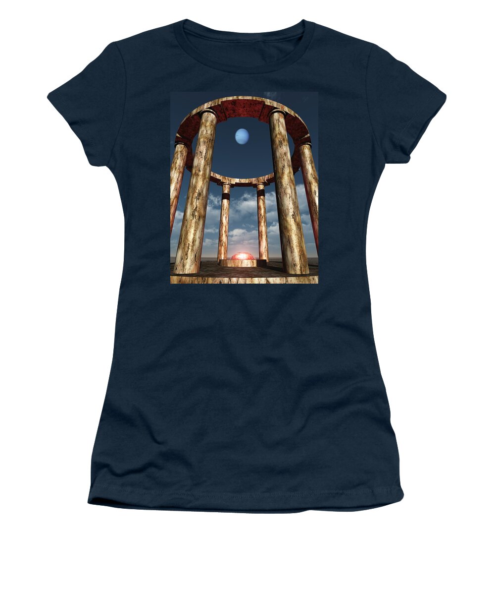 Planets Women's T-Shirt featuring the digital art The Aligning Of Neptune by Richard Rizzo