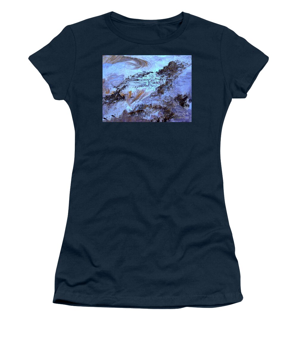 Abstract Ink And Acrylic Landscape Painting Women's T-Shirt featuring the digital art The Approaching Storm by Nancy Kane Chapman
