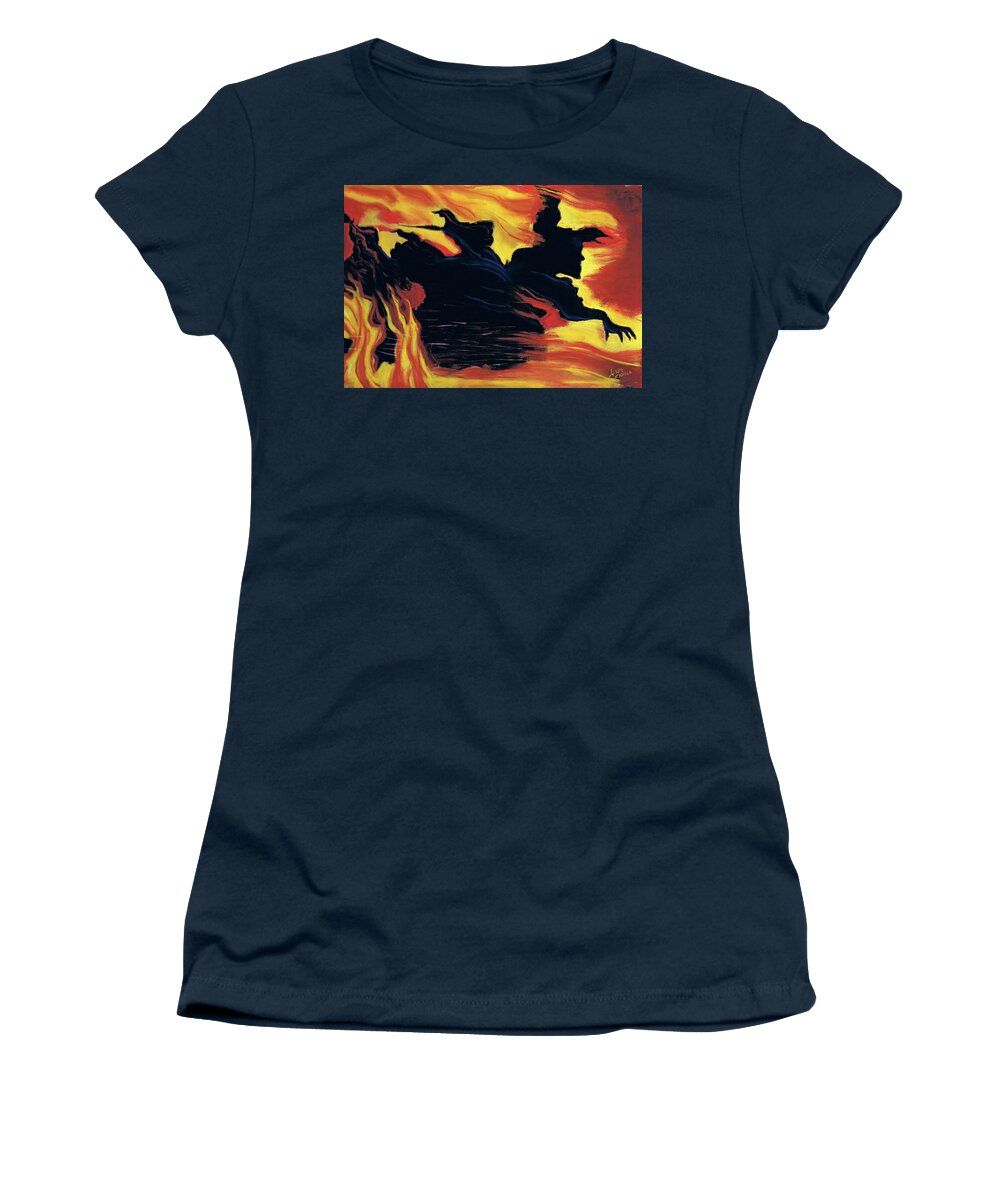 Wizard Of Oz Women's T-Shirt featuring the painting The Arrival of The Wicked by Lisa Crisman