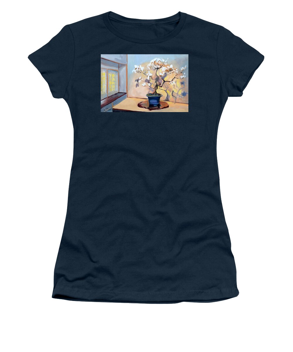 Tree Women's T-Shirt featuring the painting The Art of Bonsai - Bonsai Tree by Donna Tuten