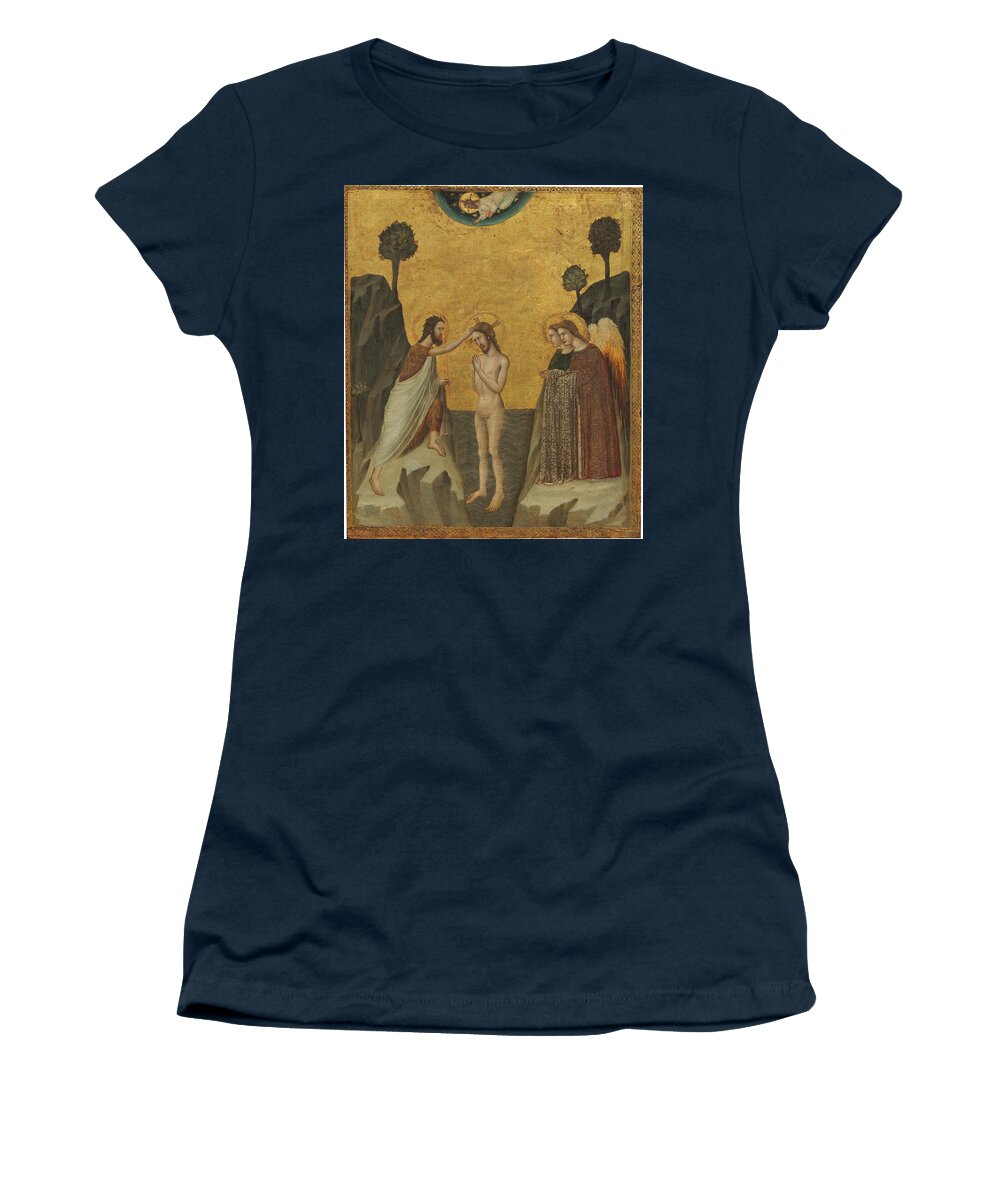 Master Of The Life Of Saint John The Baptist Women's T-Shirt featuring the painting The Baptism of Christ by Master of the Life of Saint John the Baptist