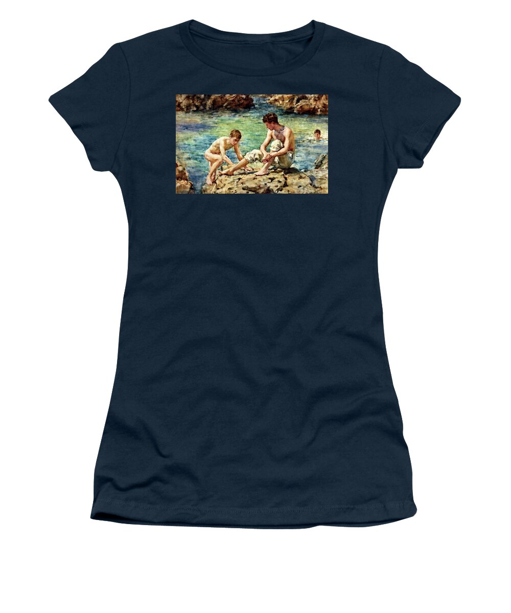 Bathers Women's T-Shirt featuring the painting The Bathers of 1922 by Henry Scott Tuke