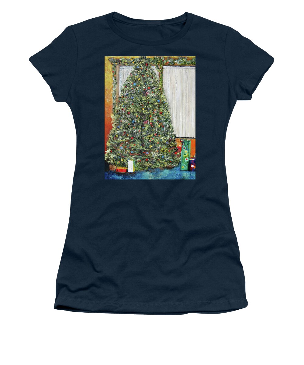 Christmas Tree Women's T-Shirt featuring the painting The Blessing/Tree by Anitra Handey-Boyt