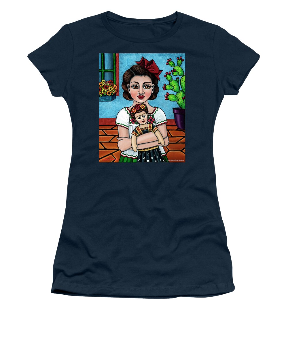 Hispanic Art Women's T-Shirt featuring the painting The Blue House by Victoria De Almeida