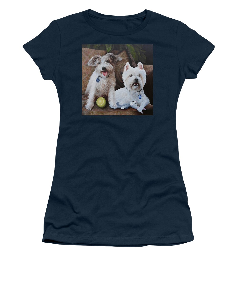 Dogs Women's T-Shirt featuring the painting The Boyz by Vic Ritchey