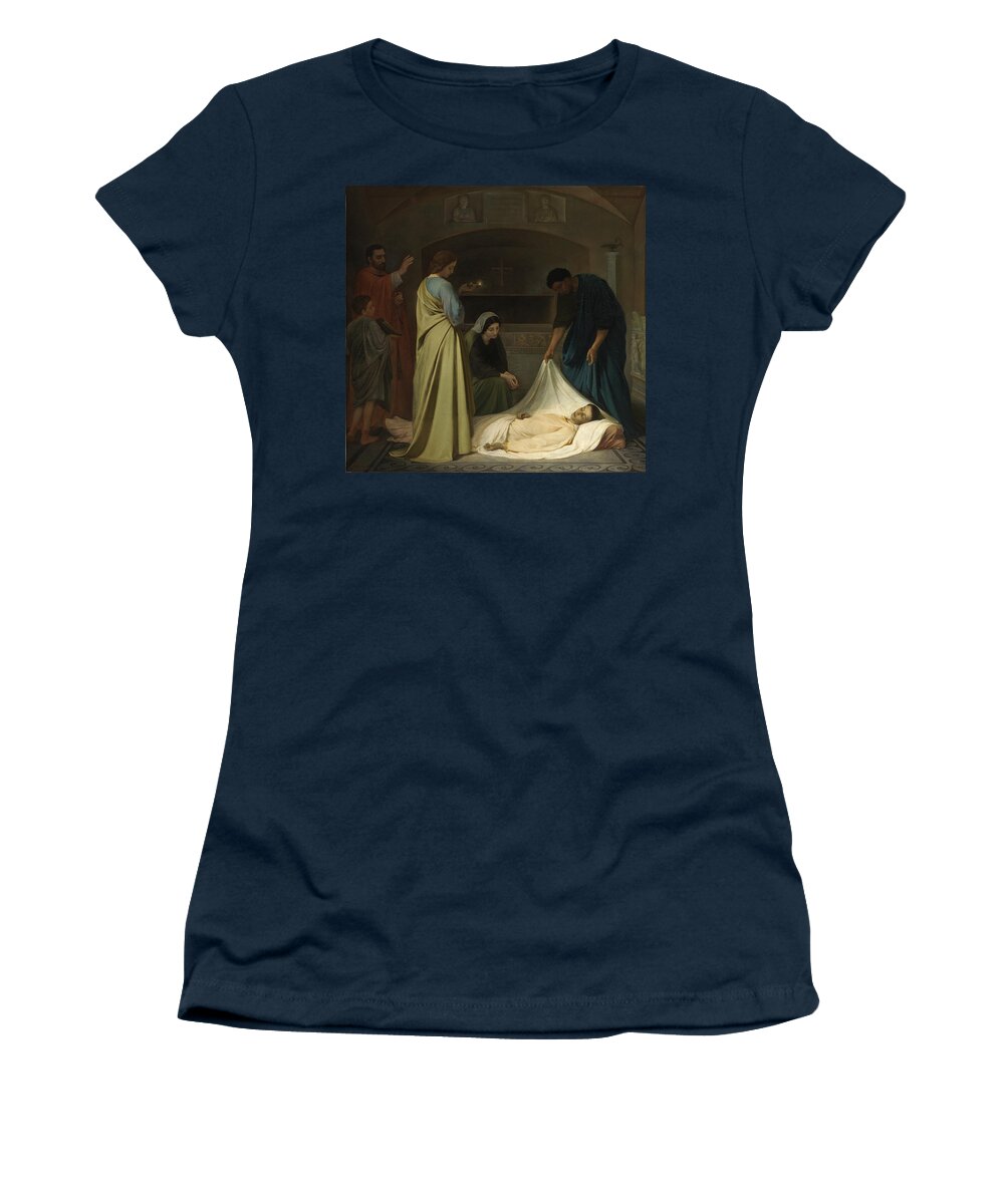 Alejo Vera Women's T-Shirt featuring the painting The Burial of Saint Lawrence in the Catacombs of Rome by Alejo Vera