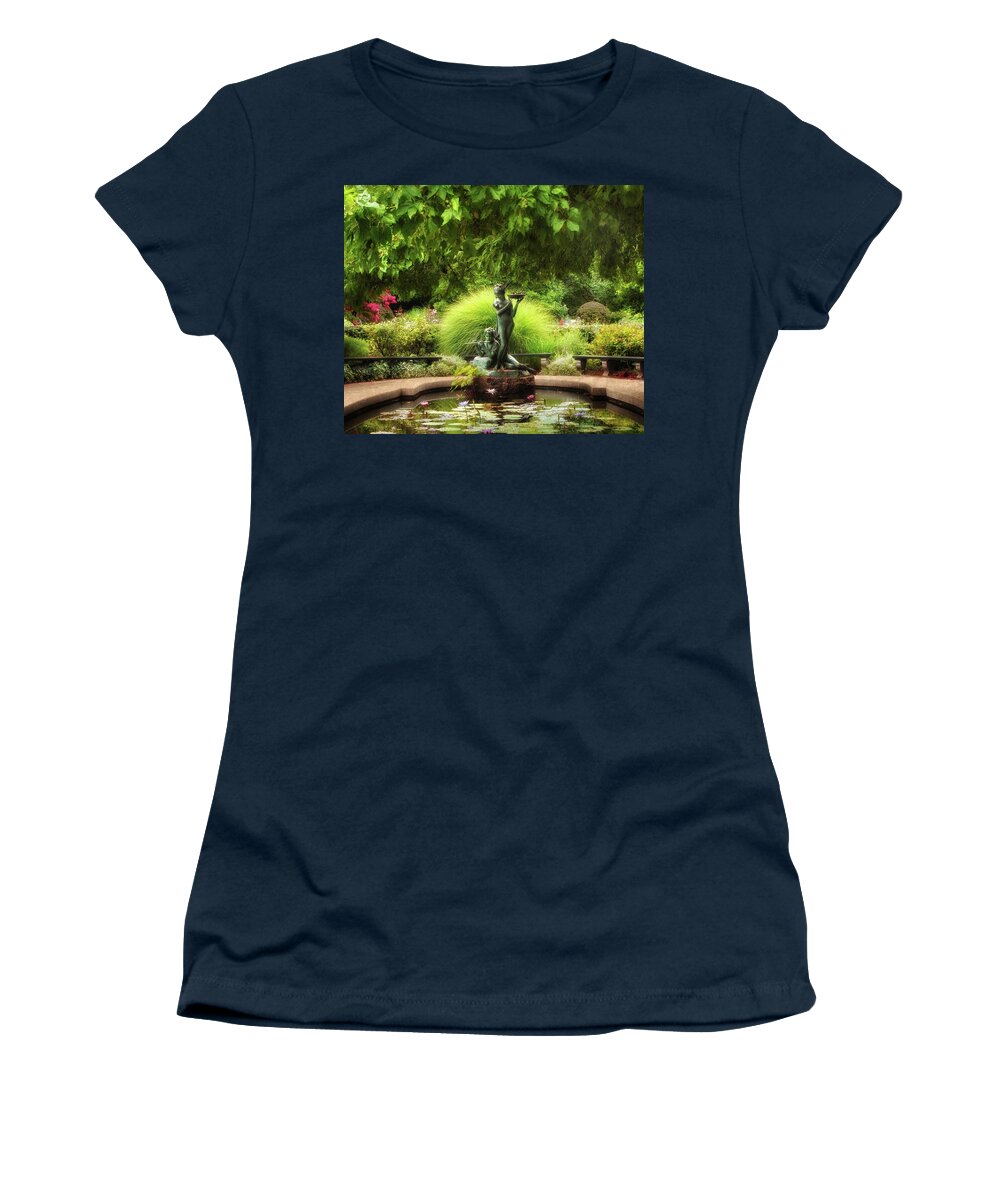 Statue Women's T-Shirt featuring the photograph The Burnett Fountain by Jessica Jenney