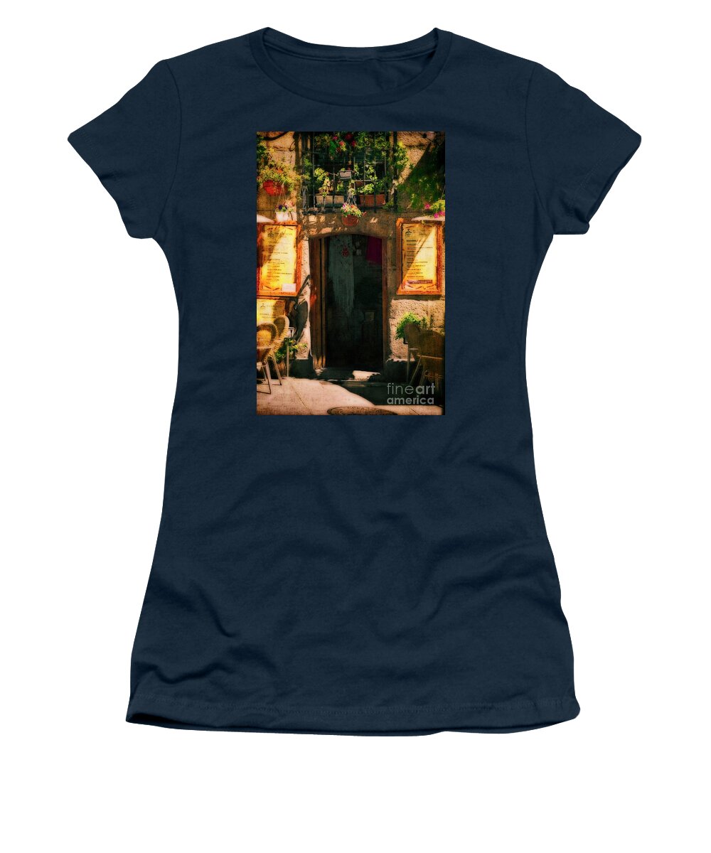 Sun Women's T-Shirt featuring the photograph The Cafe - Late Afternoon by Mary Machare