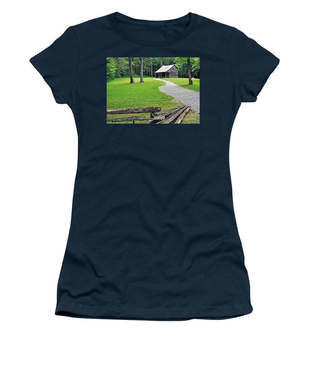 Cabin Women's T-Shirt featuring the photograph The Carter Shields Cabin by Lydia Holly