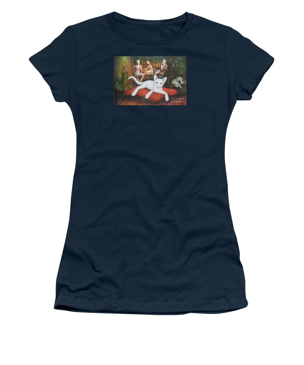 Cat Women's T-Shirt featuring the painting The CAT by Sukalya Chearanantana