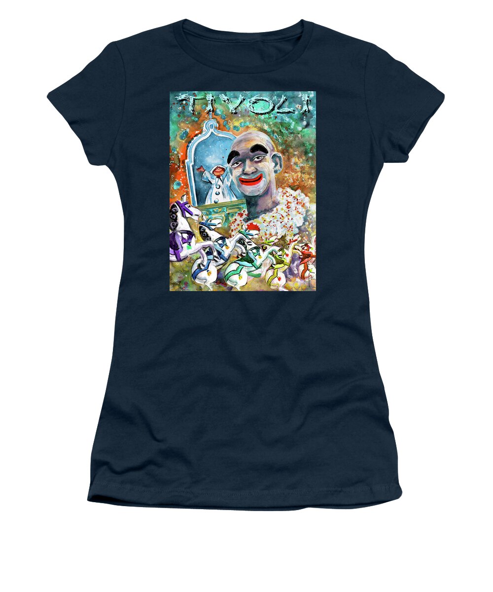Travel Women's T-Shirt featuring the painting The Clown Of Tivoli Gardens by Miki De Goodaboom