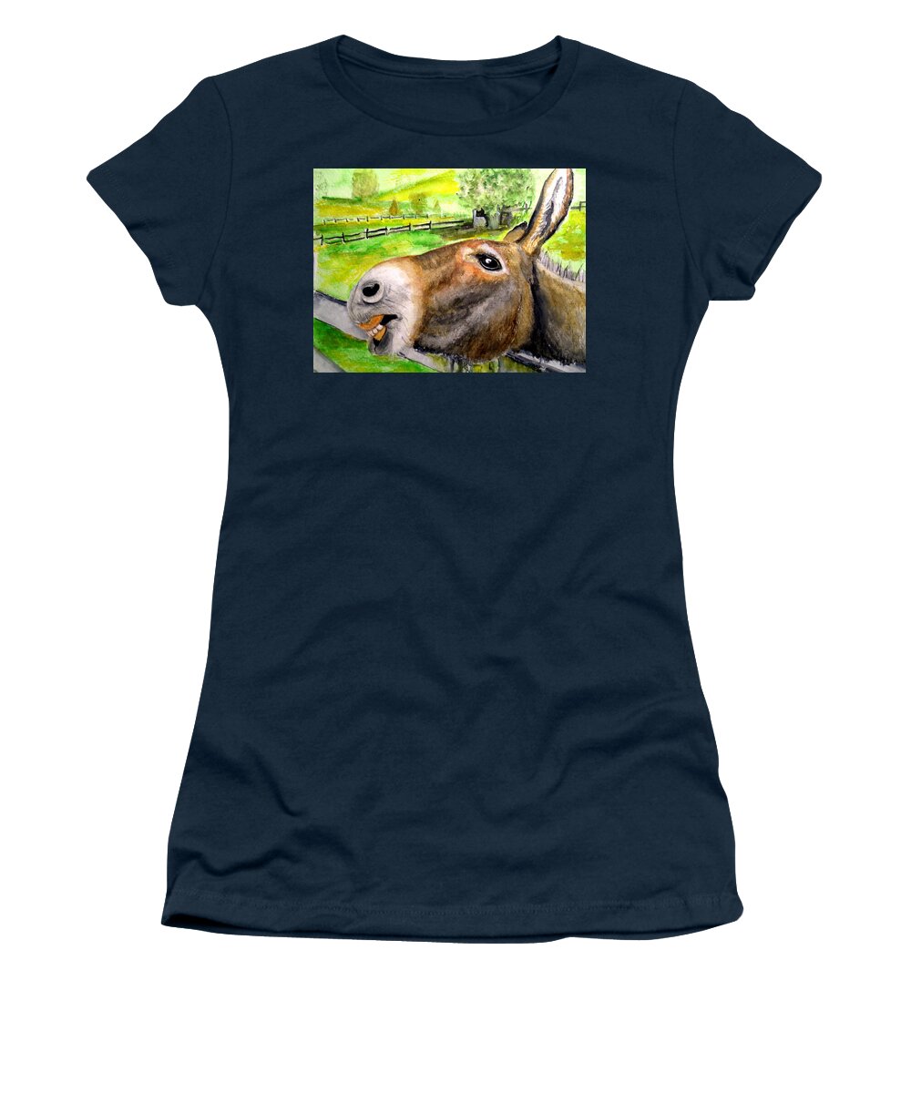 Mule Women's T-Shirt featuring the painting The Country Mule by Carol Grimes