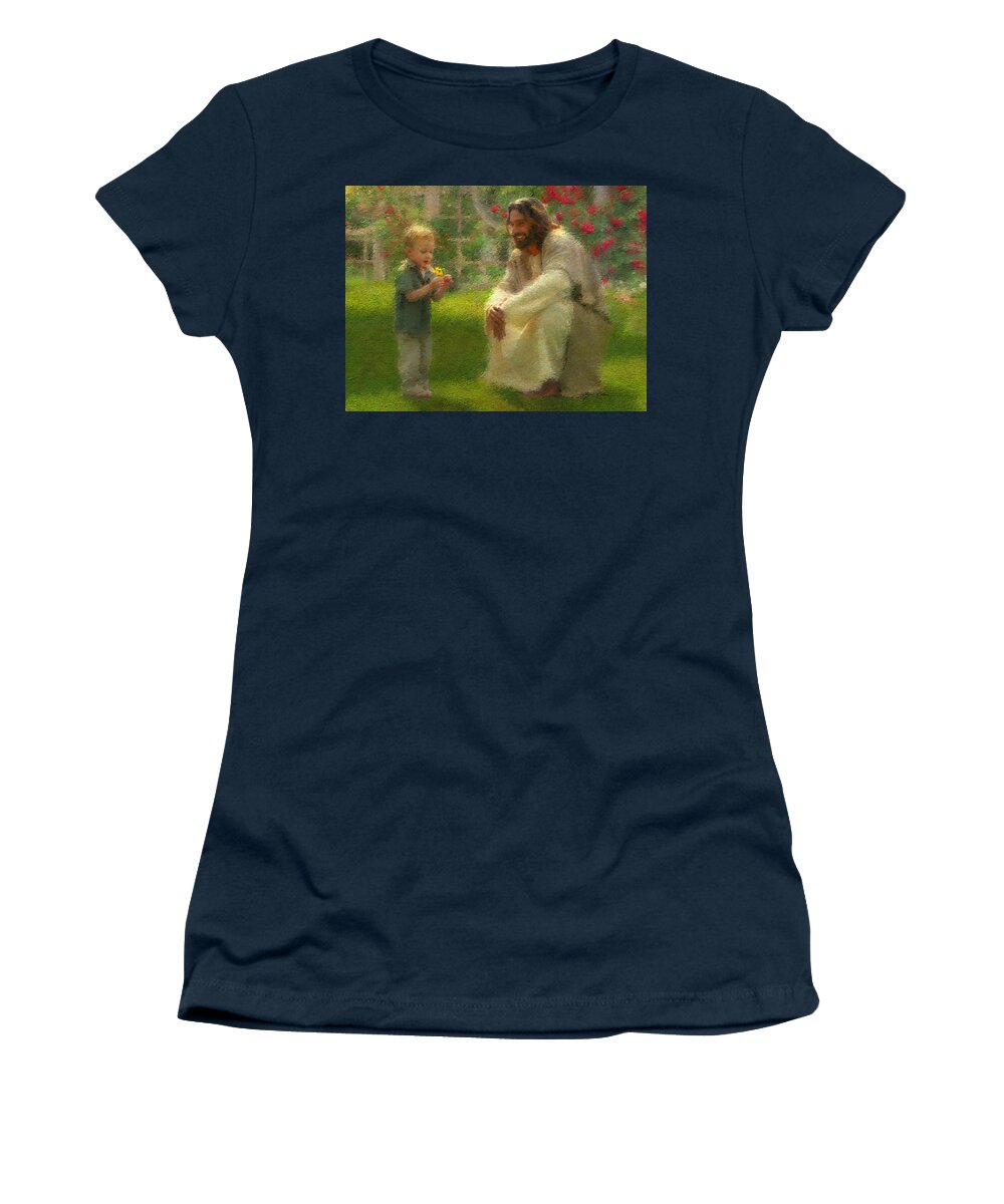 Jesus Women's T-Shirt featuring the painting The Dandelion by Greg Olsen