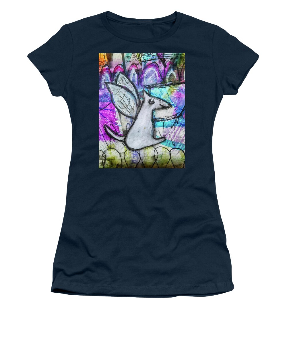Dog Women's T-Shirt featuring the mixed media The Doggie Elf by Mimulux Patricia No