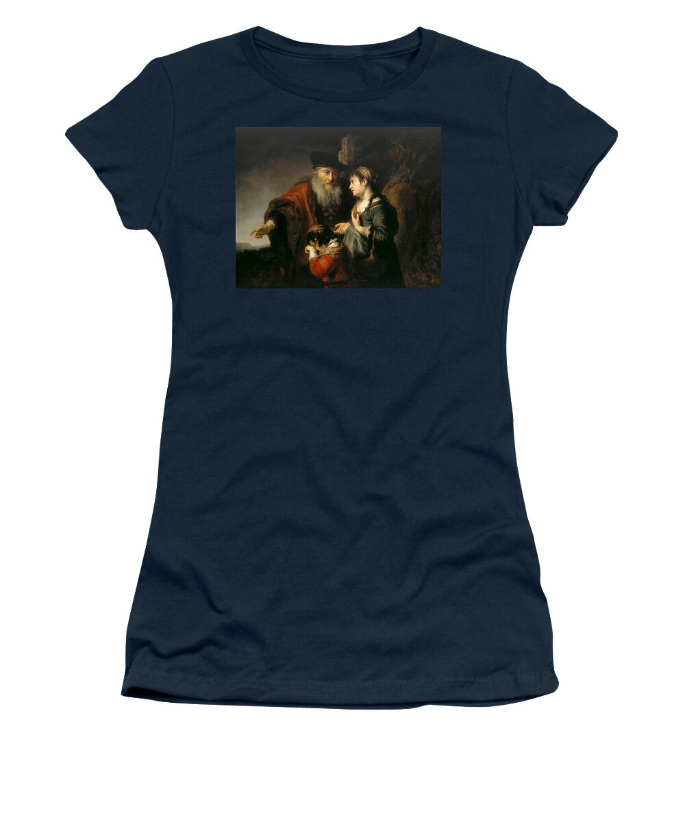 Govert Flinck Women's T-Shirt featuring the painting The Expulsion of Hagar by Govert Flinck