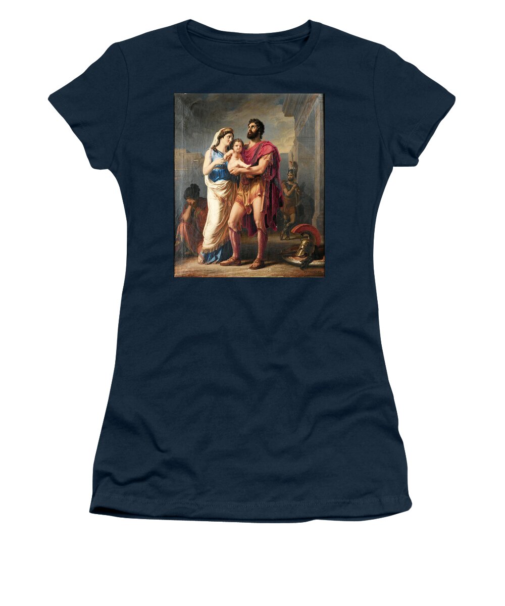 Carl Friedrich Deckler Women's T-Shirt featuring the painting The Farewell of Hector to Andromache and Astyanax by Carl Friedrich Deckler